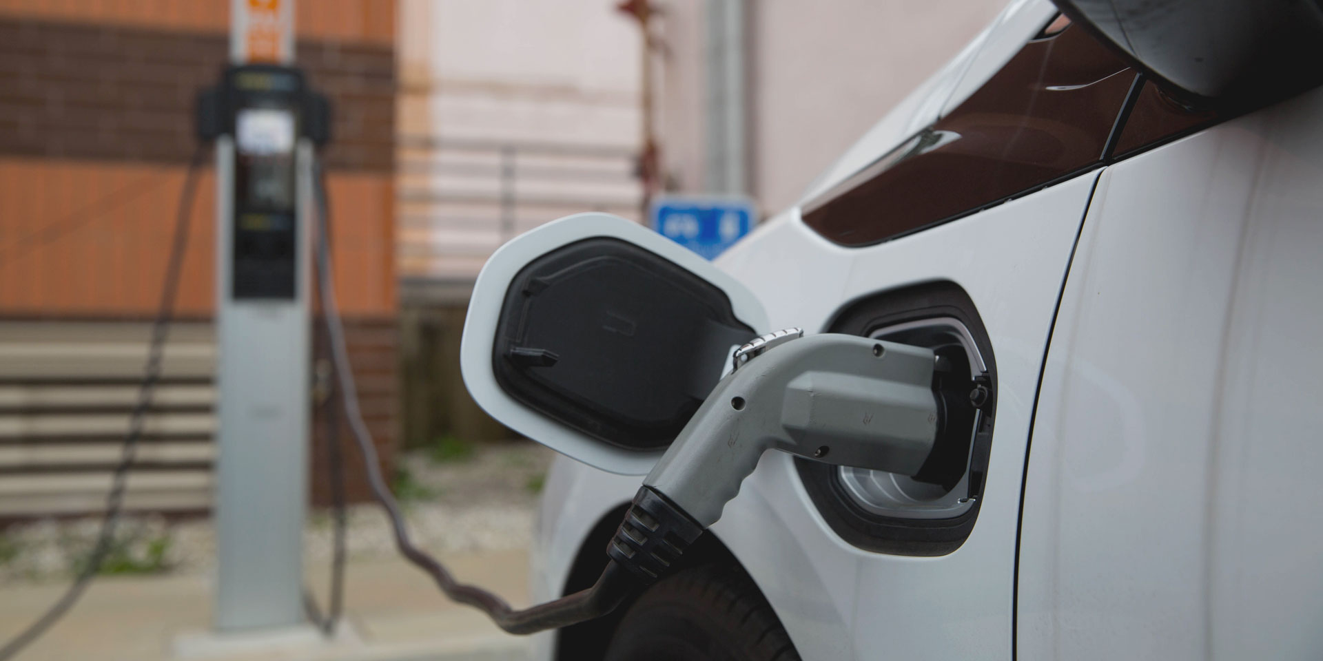 Close up of an electronic vehicle charging